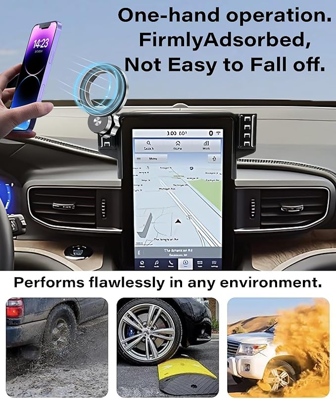 Car Phone Holder for Ford Explorer 2020 2021 2022 2023 2024 Accessories Apply to 10.1 Inch Touch Screen Fixed Clip MagSafe Passenger Cell Phone Mount Handsfree 360° Rotation