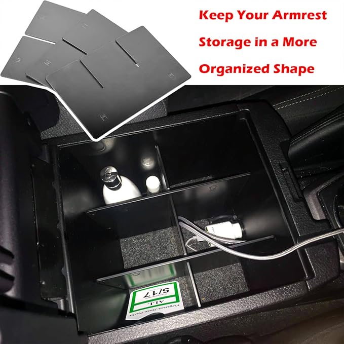 EDBETOS Center Console Organizer Insert Dividers Compatible with Toyota Tacoma 2016 2017 2018 2019 2020 2021 2022 2023 3rd Gen Tacoma Accessories Armrest Interlock Secondary Storage ABS Material