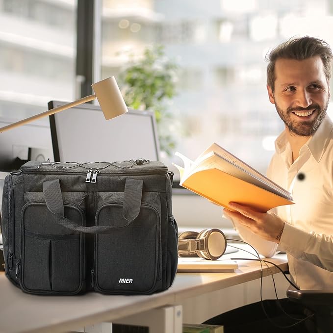 MIER Lunch Box for Men Heavy Duty Insulated Lunch Bag 20 Cans Large Leakproof Soft Cooler Bags with Multiple Pockets for Picnic Work Travel (Dark Gray)