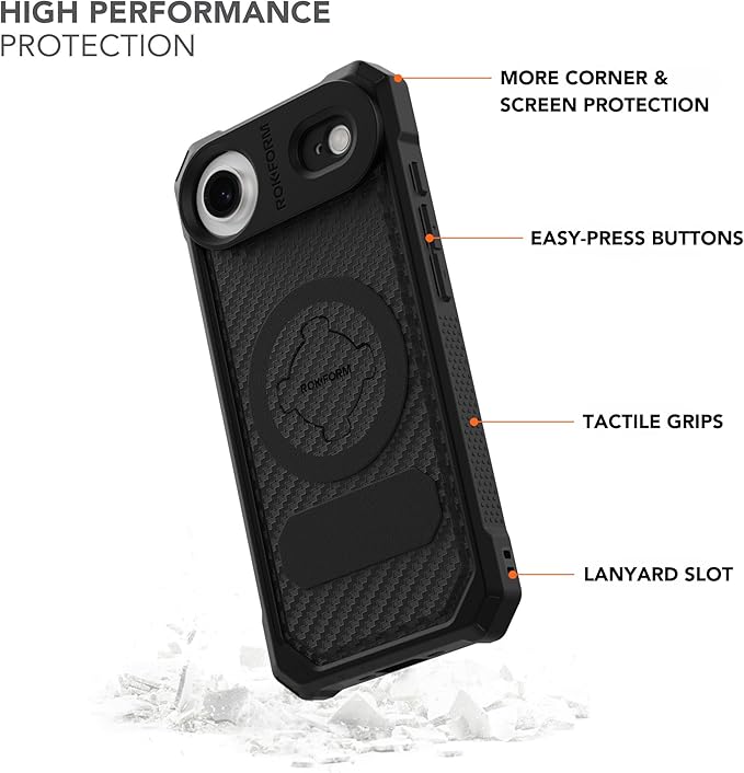 Rokform Rugged Case Compatible with iPhone 17 Air, Magnetic Cover (Black)