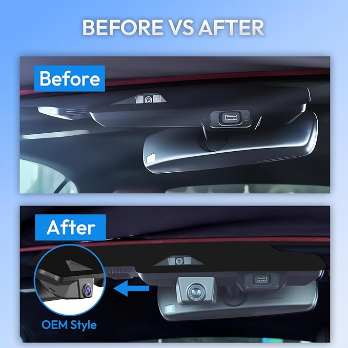 Front 4K Dash Cam for Ford Mustang 2024 2025 Ecoboost GT Premium Dark Horse, OEM-Style, UHD 2160P Image, Loop Recording, Built-in WiFi & APP, G-Sensor, Plug & Play, 64GB Card