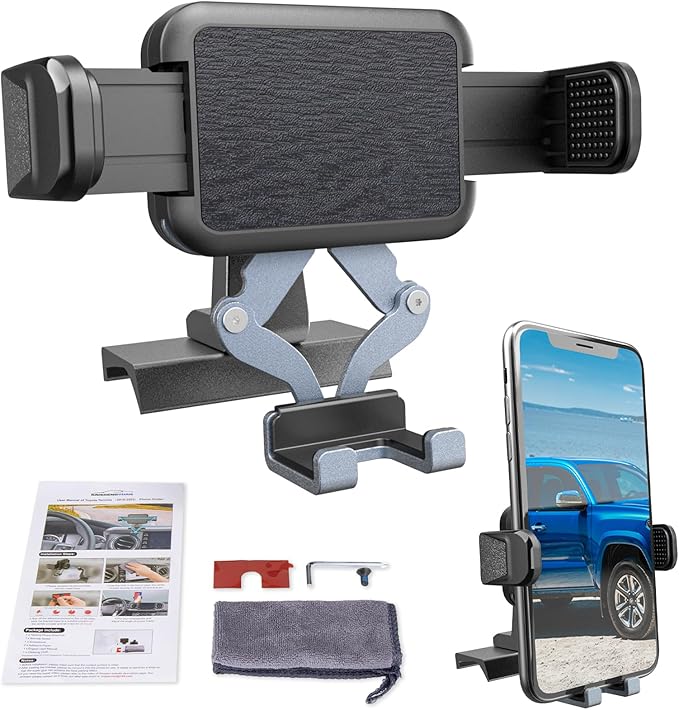 Upgraded Car Phone Holder for Toyota Tacoma 2016 2017 2018 2019 2020 2021 2022 2023, 3rd Gen Tacoma Dashboard Clip Cell Phone Cradles Adjustable Phone Stand Phone Mount Fit for Most Smartphone