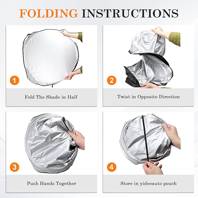 Windshield Sun Shade Car Window Shade UV Reflector Keeps Vehicle Cool Folding Sun Visor Heat and Sun Reflector (Large 63 x 33.9 inches
