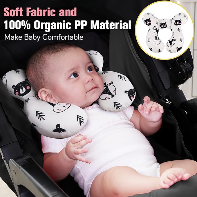 KAKIBLIN Baby Neck Pillow, Upgraded Baby Support Pillow,Babies Head Pillow,Neck Support Pillow for for Car Seat, Stroller, Pushchair,Travel (Bear)