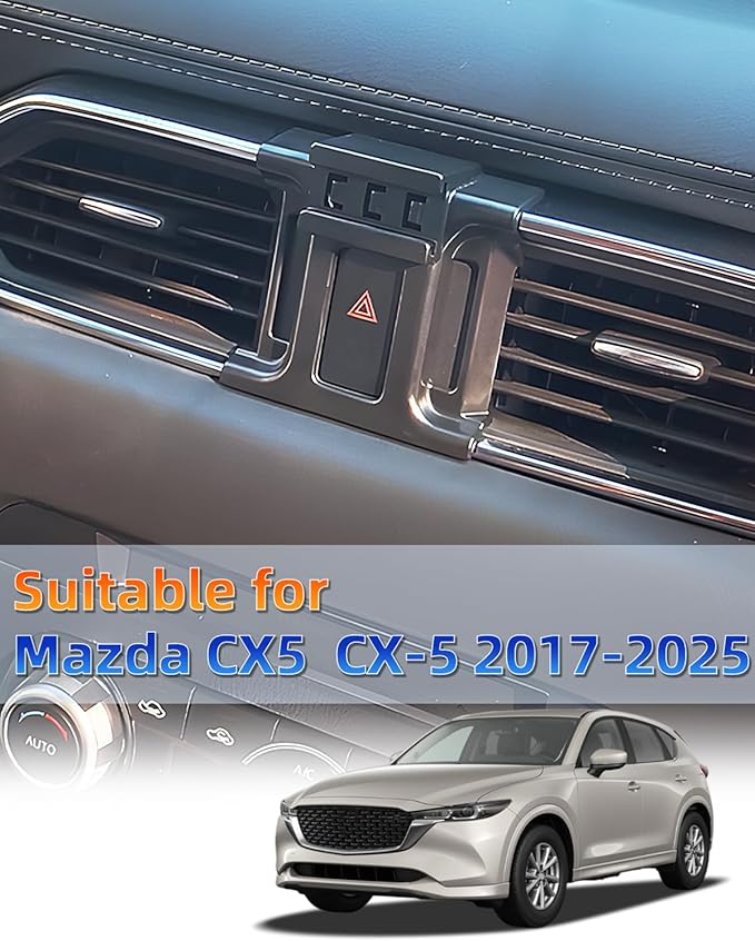 PZK Car Phone Mount for Mazda CX-5 CX5 2017 2018-2023 2024 2025 Accessories Custom Air Vent Car Phone Holder Auto Lock Hands Free 360° Rotation Cell Phone Automobile Cradles for iPhone Samsung