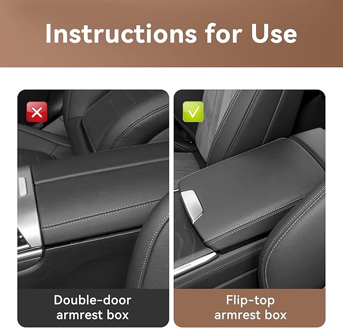Car Center Console Cover, Leather Waterproof Vehicle Armrest Box Pad, Memory Cotton Comfortable Automotive Interior Seat Box Cushion Protector Accessories, Universal for Most Cars (Beige)