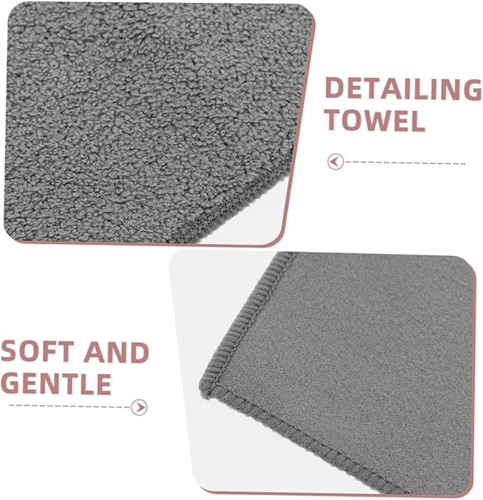 2pcs Grey Microfiber Car Wash Towels 30x30cm Double-Sided Plush Absorbent Cleaning Cloths for Vehicle Drying and Interior Care