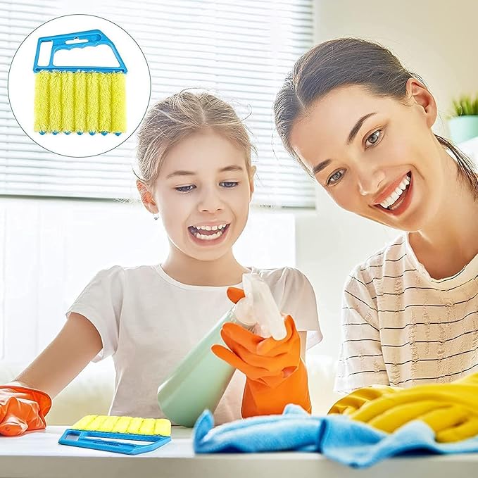 Blind Cleaning Brush, 2 PCS Venetian Blind Cleaner Brush, Shutter Brush, Microfiber Duster Tool for Window Blinds,Air Vents, Keyboard, Car AC, Washable Reusable Gap Cleaning Brushes (Orange)