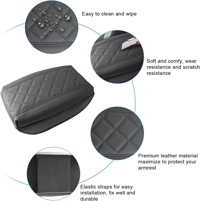 SXCY for 2024 2025 Ford Ranger Armrest Cover 2024 2025 Ranger Center Console Cover 2025 Ranger Middle Console Cover 2024 2025 Ranger (Lariat/Raptor/XL/XLT) Accessories (Adding Pad with Argyle Pattern)