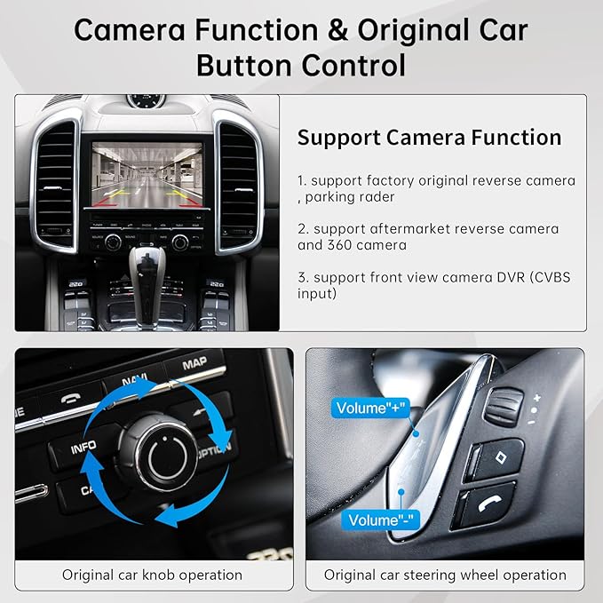 Road Top Wireless CarPlay Android Auto Retrofit Kit for Porsche PCM 3.1 (2010–2016) | CarPlay Interface Decoder for Panamera Macan Cayenne 911 Boxster Cayman | Support MirrorLink, OEM Control, Camera