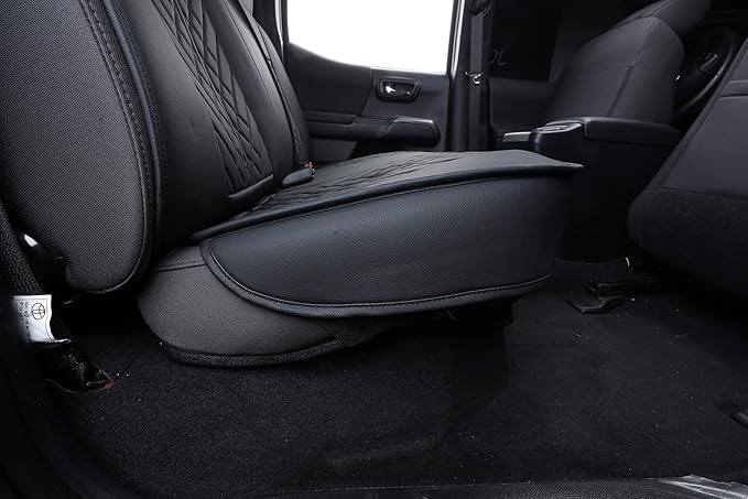 Tomatoman Tacoma Car Rear Seat Covers 2005-2025 2026 Access Double Extended Cab TRD Sport Offroad Limited SR5 V6 Truck with Waterproof Faux Leather Back Cushions(Rear Seat/Black)