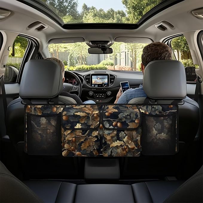 Branch Hanging Car Trunk Organizer Foldable Cargo Storage Bag with 4 Large Pockets 3 Adjustable Straps Waterproof Car Storage Organizer for Most Cars, Sedan, Truck, SUV