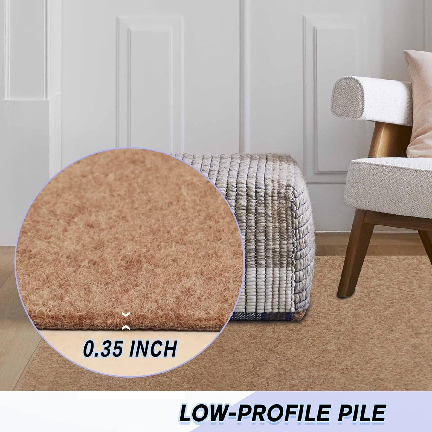 Custom Size Backed Non-Slip Area Rugs Runner, Easy Clean, Waterproof Runner Rugs for Hallway Entryway, Kitchen, Laundry, 4FT x 44FT, Beige