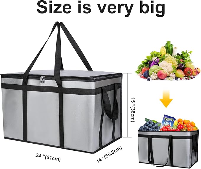 musbus Premium Insulated Food Delivery Bag XXL - 23x14x15 inches Waterproof Catering Supply Bag for Hot Food Delivery - Premium Food Warmer Bag for Uber Eats and Doordash Food Delivery
