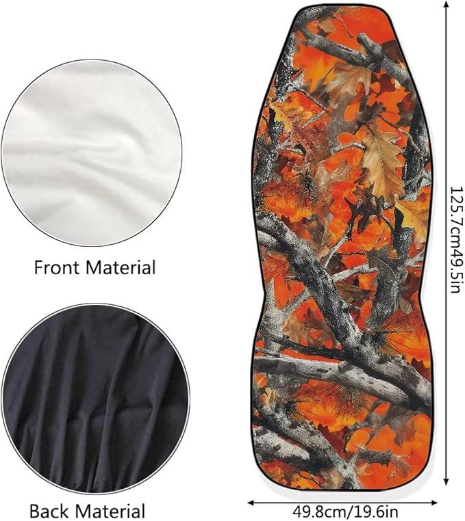 ELEQIN Orange Camo Hunting Car Seat Covers Two Front Only for Car, Automotive Interior Covers, Quick Setup Universal Fit Seat Covers for Car, Truck, SUV