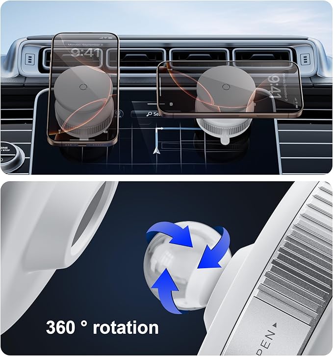 Latest Magnetic Car Phone Holder Ultra Vacuum Suction Cup Phone Mount Magnetic Car Mount Cell Phone Holder for Your Car Accessories for iPhone 15 14 13 12 Android (White)
