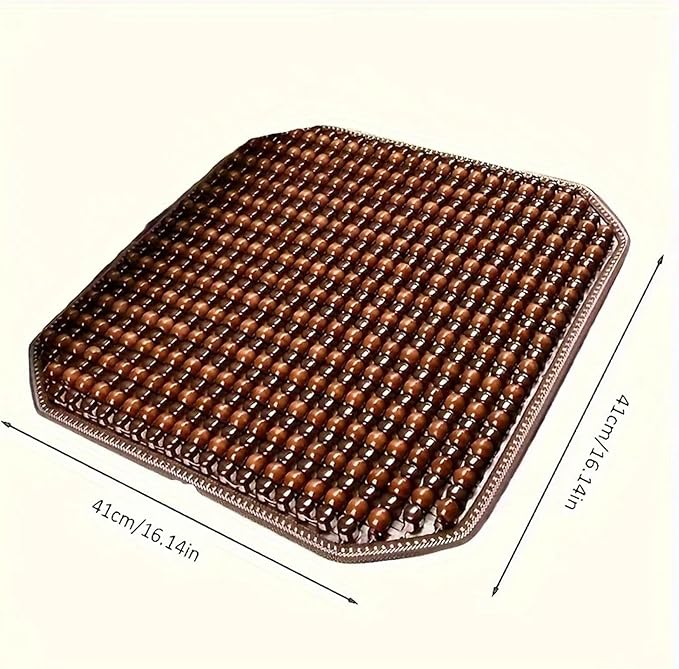 Breathable Wooden Bead Car Seat Cushion - Lumbar Support & Cooling Pad, Redwood/Yellow Pear Colors