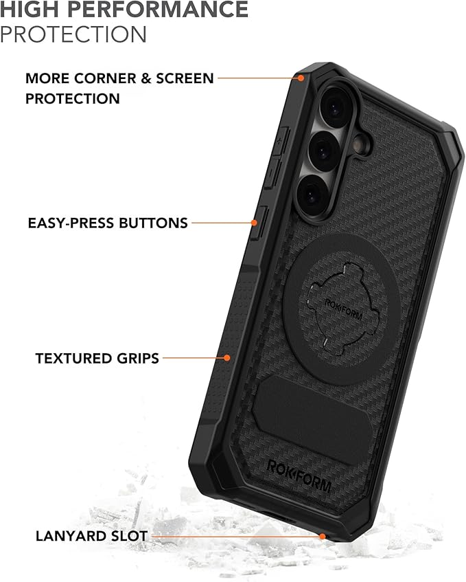 Rokform Rugged Case Compatible with Galaxy S25 Plus, Magnetic Cover with Twist Lock, Drop Tested Armor (Black) | Magnetic Cover, with Twist Lock, Drop Tested Armor