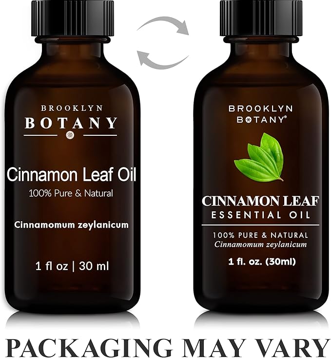 Brooklyn Botany Cinnamon Leaf Essential Oil - 100% Pure and Natural - Premium Grade Oil with Dropper - for Aromatherapy and Diffuser - 1 Fl Oz