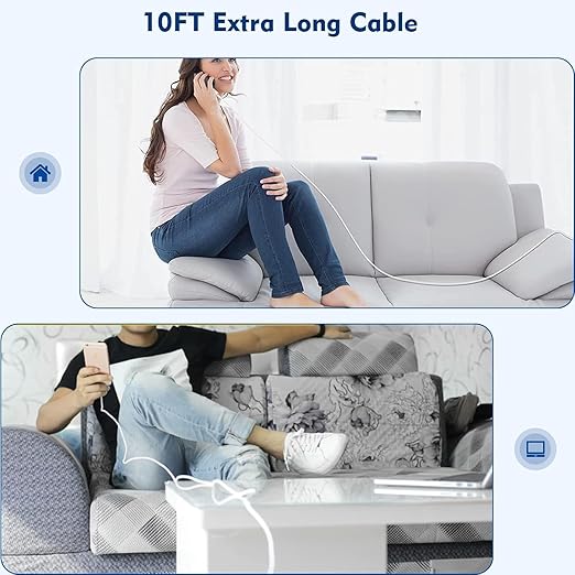 10FT iPhone Charger,[Apple MFi Certified]2Pack i Phone Charger Fast Charging 10FT Extra Long Lightning Cable Cord USB Wall Chargers Adapter Block Plug for iPhone 14 Pro/14/13/12/11 Pro Max/XS/XR/X/SE