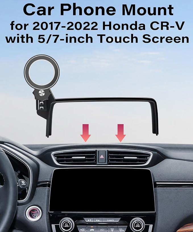 Car Phone Holder for 2017-2022 Honda CR-V Accessories Apply to 5/7 Inch Touch Screen Fixed Clip Magnetic Cell Phone Mount Hands-Free 360 Degree Rotation