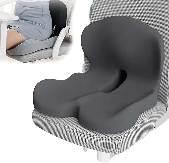 Back and Seat Cushion, Soothe+Cushion,Car Seats with Lumbar Support,Memory Foam Non Slip Skin with Back Support for Office Chair, Car (Color Matching D)
