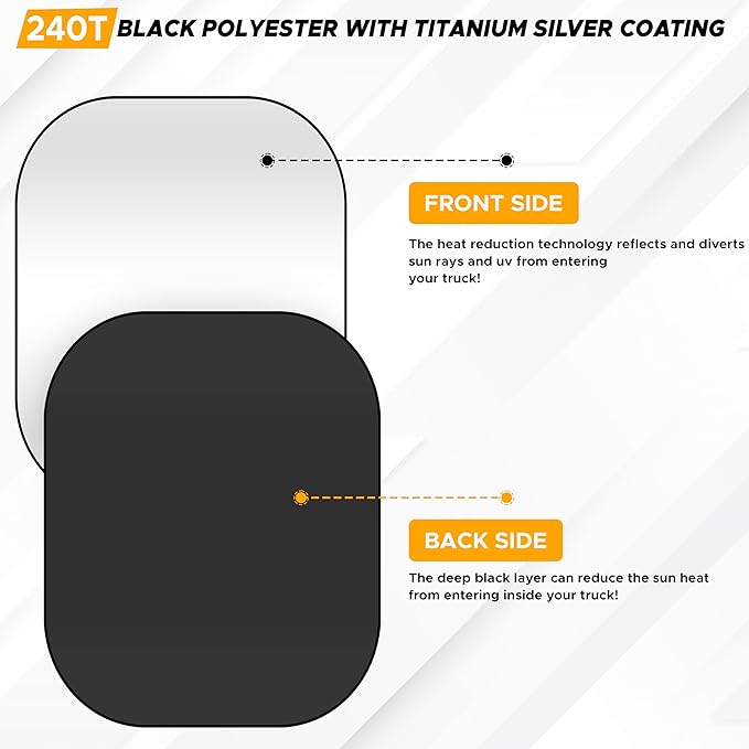 EcoNour Semi Truck Windshield Sunshade, Foldable 2-Piece Car Sunshade Reflects UV and Heat, 240T Polyester Silver-Coated Sun Shade for Semi Trucks and Large Vehicles, Front Window Sun Shade 40 x 32 In