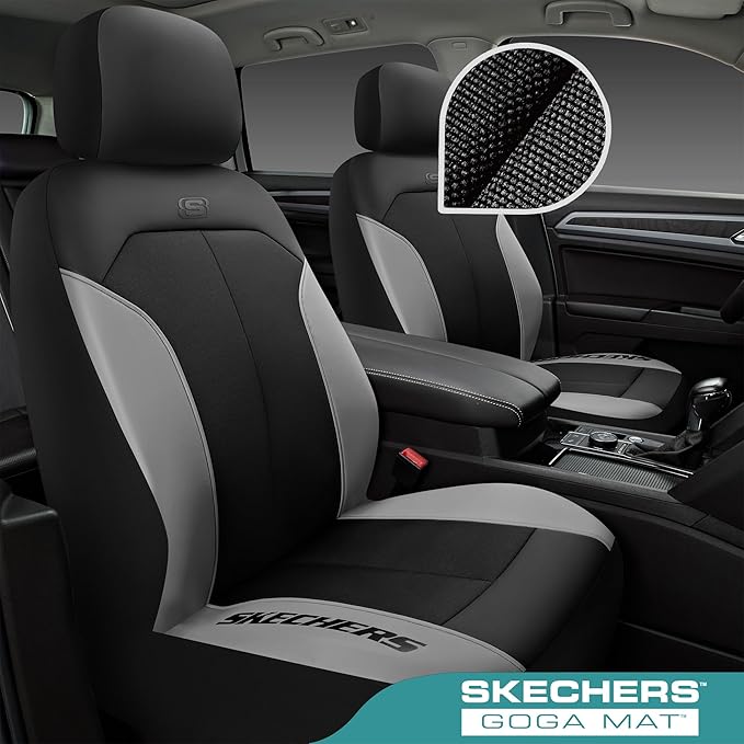 Skechers Car Seat Covers,GOGA Mat Oxford Cloth Seat Covers,Waterproof Car Seat Covers Front Seats,Automotive Universal Fit Seat Cover for Most Cars, Suvs, Trucks,Grey