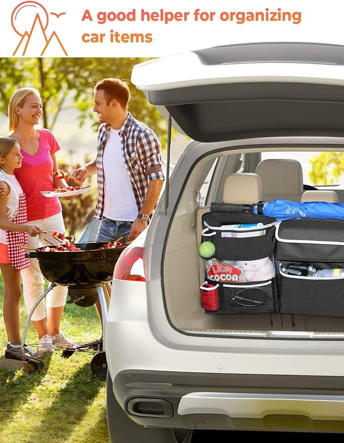 Oasser Car Storage Organizer New Version, Hanging Trunk Organizer with 10 Different Functional Storage Bags for SUV Truck MPV VAN