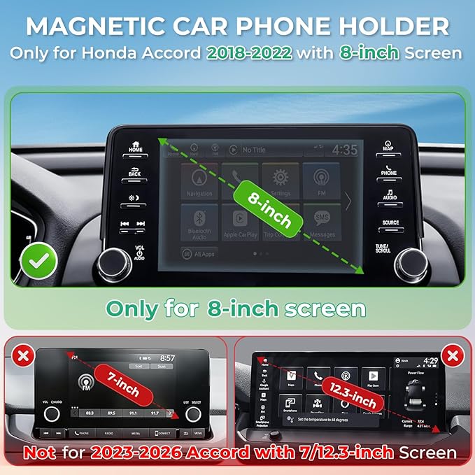 Car Phone Holder for Honda Accord 10th Gen 2022 2021 2020 2019 2018 (Only for 8-Inch Screen) 360° Rotation Magnetic Cell Phone Mount, Compatible with Magsafe, Does Not Affect Air Vent