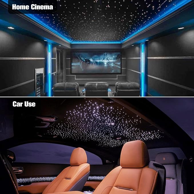 CHINLY Starlight Headliner Kit Twinkle 550pcs 13.1ft 0.02in 16w Fiber Optic Lights kit, Music Mode Bluetooth APP Control Remote, RGBW Star roof Lights for Star Headliner/Home Theater/Pool Ceiling