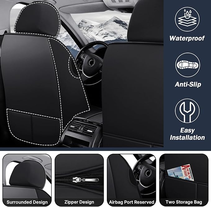 Car Seat Cover for Chevrolet Camaro 2000-2024, Durable Wear Resistant Waterproof Vehicle Cushion Cover, Breathable No Odor Premium Leather Vehicle Seat Covers.(Luxury,Black White)