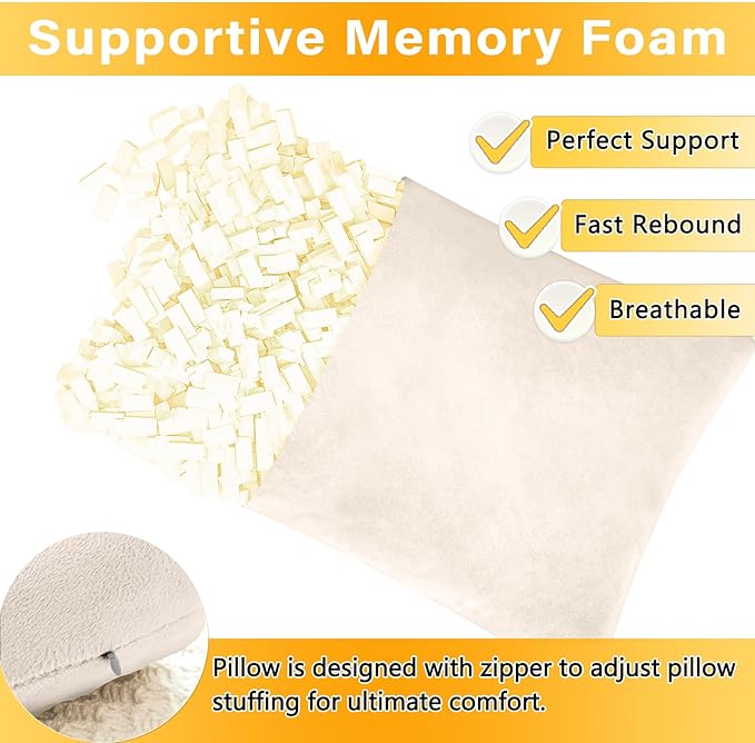 2 Pack Small Pillow, Memory Foam Mini Pillow 11 X 7 Inches for Travel, Sleeping, Nap and Neck, Knee, Lumbar Support, Tiny Cushion for Pet, Dogs (Off-White)