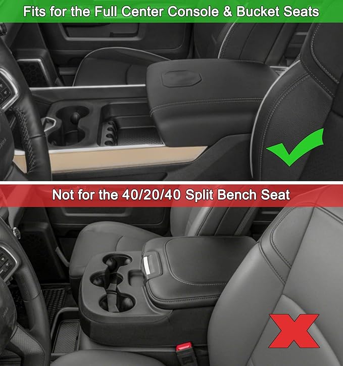 PIMCAR Compatible with 2019-2026 Dodge RAM 1500 2500 3500 Center Console Organizer ABS Plastic Material Interior Accessories Armrest Box Insert Tray (Red Trim)