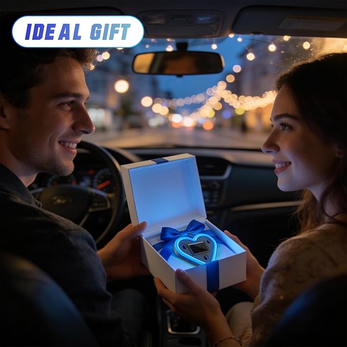 6 Lighting Modes Solar Powered Car LED Ambient Light, Rechargeable Wireless LED Heart Shape C-Pillar Neon Light, AutoGlow Solar Heart Light for Car Window Romantic Decor Surprising Gifts