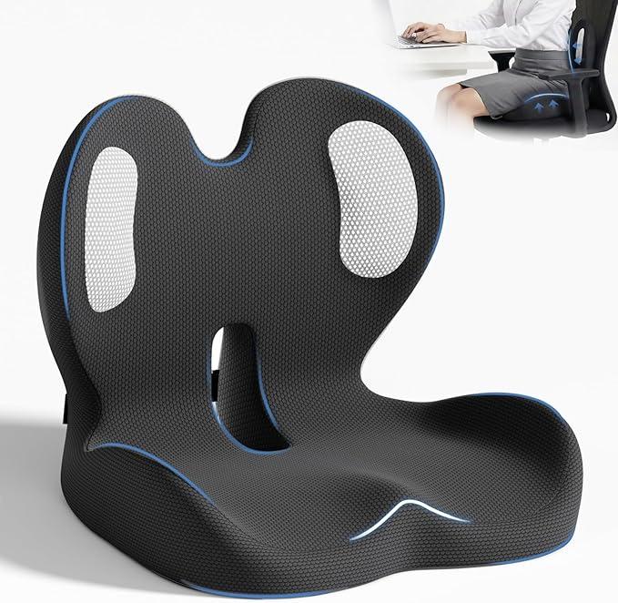 Seat Cushion,Memory Foam Chair Cushion for Office and Car,Ergonomic Coccyx Seat Cushion for Tailbone,Sciatic Nerve,Back Pressure Relief,Lumbar Support Pilow for Office,Car,Truck,Desk Chair