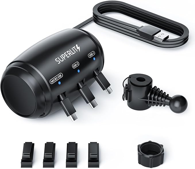 Superlit 3-in-1 Retractable Backseat Car Charger – Headrest Mount Charging Station for Uber, Lyft and Rideshare Drivers, Fast Multi USB Charging Device for Passengers Compatible with All Phones