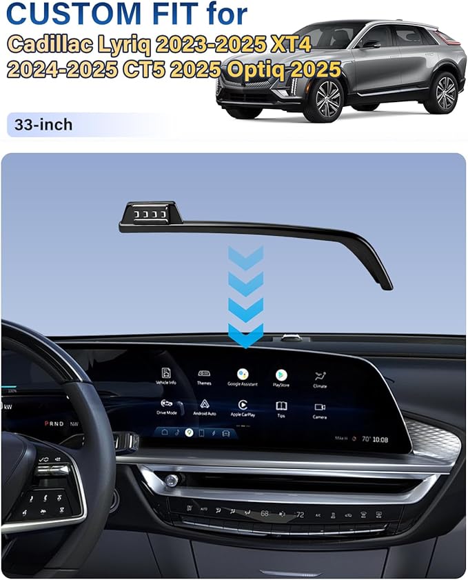 SKYLOTEC Phone Mount for Cadillac Lyriq 2023-2025 Accessories, XT4 2024 2025, CT5 2025, Optiq 2025, 33-Inch Screen Fixed Clip, Automobile Cradles Car Phone Holder, Cell Phone Base Not Block Air Vent
