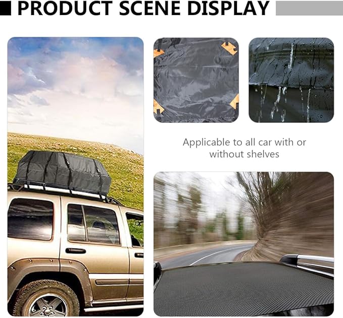 Waterproof Car Roof Cargo Bag 420d Oxford Fabric Auto Rooftop Carrier Large Capacity Dustproof Sunproof Storage for Travel and Outdoor Vehicle Use