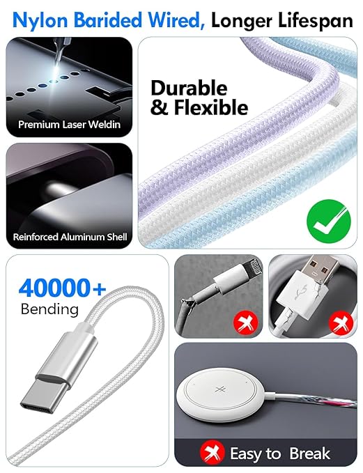 Travel Essentials for Apple Watch Charger,iPhone Charger,3 in 2 Type C/L/Magnetic Fast Charging Cable,Multi Charging Cable Portable Designed for iWatch Series,iPhone 17-11,Galaxy S26-S21,Car-5FT
