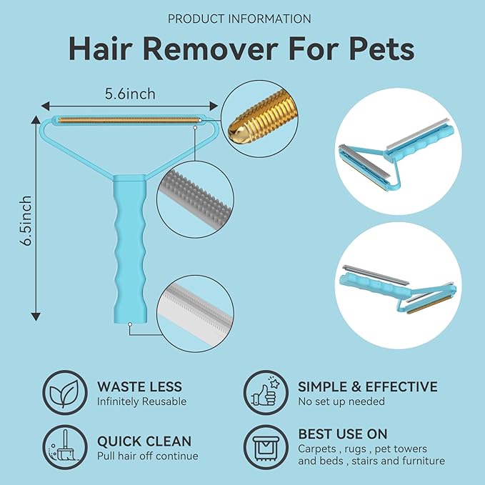 Pet Hair Remover 3-Pack,Dog Cat Hair Remover,Lint Shaver Cleaner Pro,Fur Removal Tool,Portable Carpet Scraper,Fuzz Rollers Hairball Brush for Carpets,Clothes,Car Mats,Couch,Pet Bed,Furniture