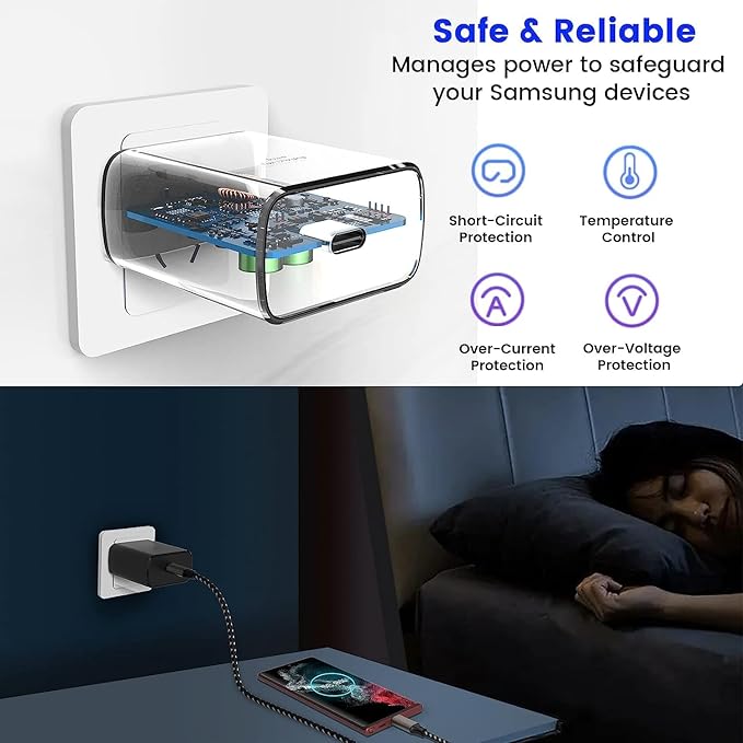 S24 S25 Ultra Charger Type C, SCRUAK 45W PPS Super Fast USB-C Wall/Car Charger for Samsung Galaxy S26 Ultra/S26+/S25/S24 Ultra/S24+/S23/S22/S20/Note 20/Note 10+(10FT+3.3FT 5A Type C Cable)