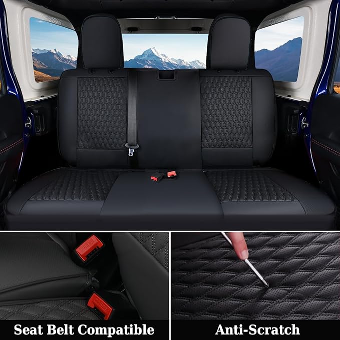 Coverado Seat Covers Full set for Jeep Wrangler, Waterproof Car Seat Covers for Truck Automotive Seat Covers Custom Fit for 2013-2017 Jeep Wrangler JK 2-Door, Full Coverage Wrangler Seat Covers(Black)