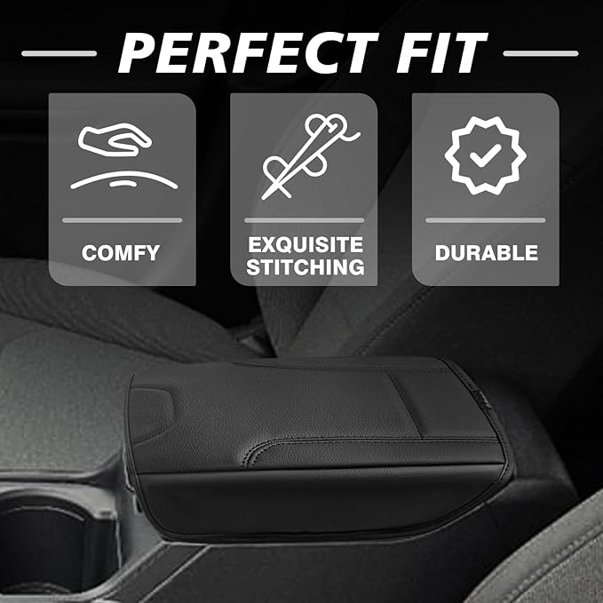 Muslogy Center Console Armrest Cover Compatible with Kia K4 2025 2026 Comfort Armrest Pad Arm Rest Cushion Vegan Leather Protector Regular Thick
