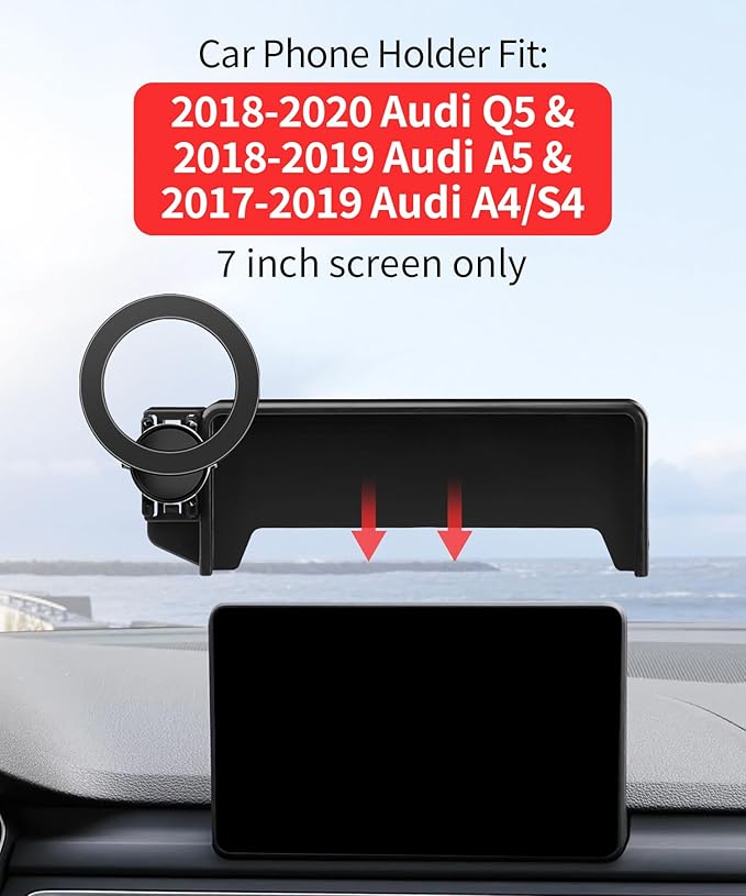 Car Phone Holder for Audi A4&S4 17-19 Accessories /Q5 18-20 / A5 18-19/7-inch Screen Fixed Clip, Phone Mount Compatible with MagSafe, 360° Rotation Cell Phone Holder