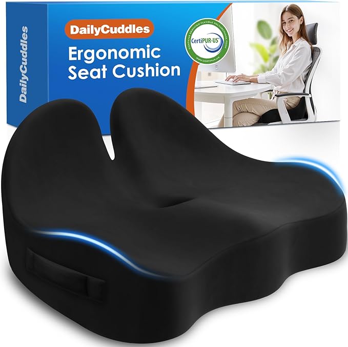 Seat Cushion, Chair Cushions for Office Chairs/Desk Seats/Wheelchair - Hip&Sciatica&Tailbone Pain Relief Memory Foam Office Chair Cushion for Long Sitting Office Workers(Black, X-Large)