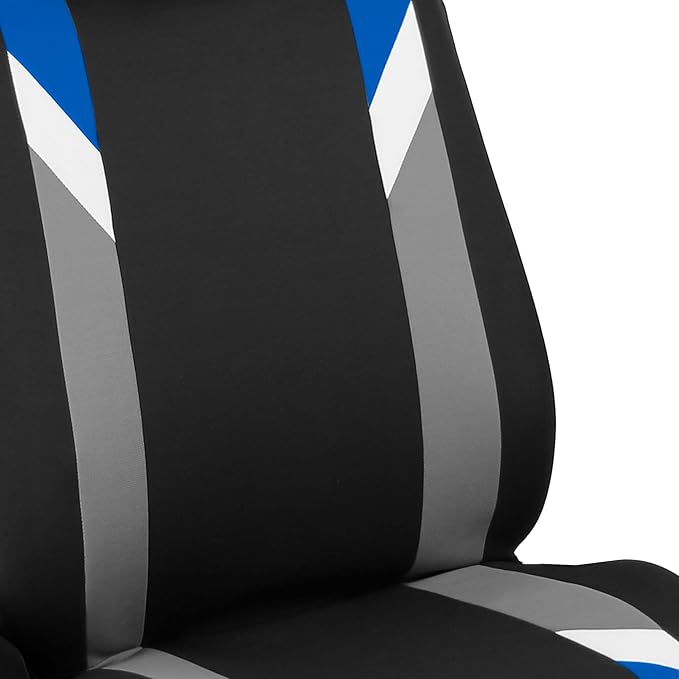 FH Group Car Seat Covers Premium Modernistic Flat Cloth Car Seat Covers Front Seats Only Blue Black, Airbag Compatible Universal Fit Interior Accessories Cars Trucks SUV Car Accessories Protector