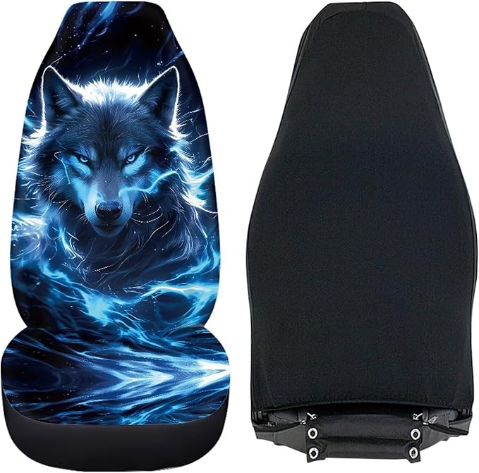 Lightning Wolf Car Seat Covers for Front Seat Breathable Car Seat Cover Protection Interior Accessories Easy to Install and Clean Universal for Cars SUV
