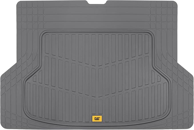 Cat® ToughLiner Heavy Duty Rubber Floor Mats & Cargo Trunk Liner for Car SUV Van Sedan, Gray - Trim to Fit, All Weather Deep Dish Automotive Floor Mat, Total Dirt Protection