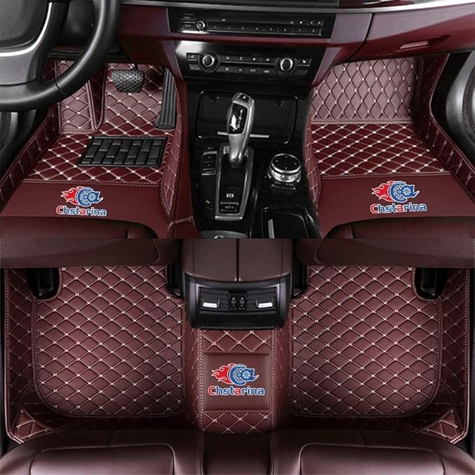 Custom Car Floor Mats Custom Logo/Pattern for SUV Van Truck Sedan Coupe Car Mats Full Surrouded Floor Mat All Weather Waterproof and Anti-Slip Protection Car Floor Liners(Coffee)